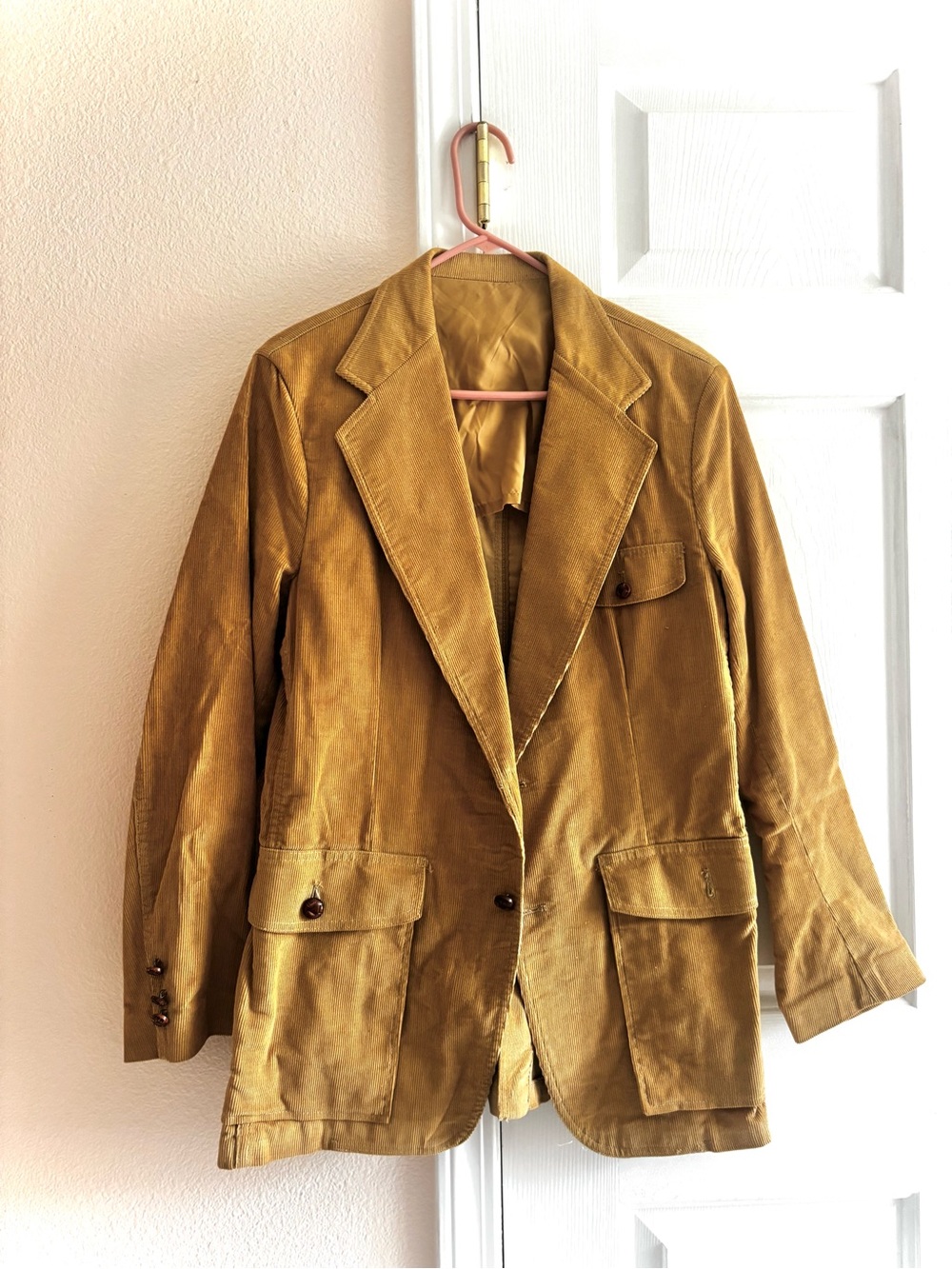 Vintage 70s Lee Corduroy Blazer Men's 42R Tan Western Sports Coat